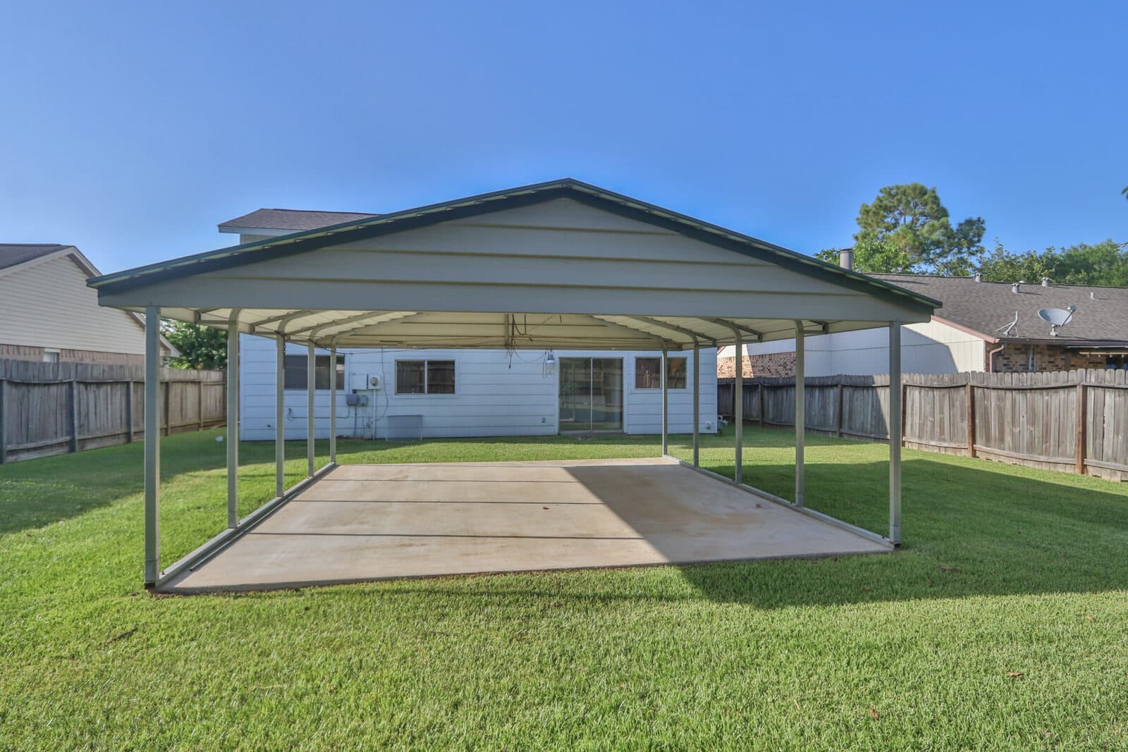 Concrete patio with covered shade structure
